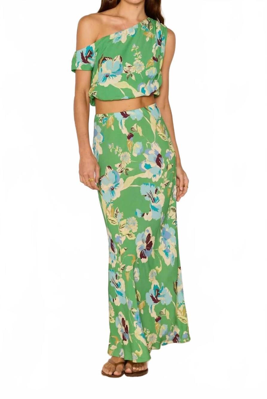 NEW MINKPINK bias midi skirt in green floral